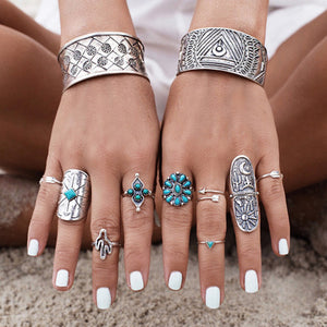 Silver Vintage Hand Knuckle Finger Ring Set