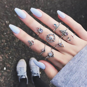 Silver Vintage Hand Knuckle Finger Ring Set