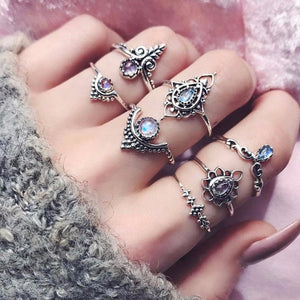 Silver Vintage Hand Knuckle Finger Ring Set