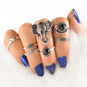 Silver Vintage Hand Knuckle Finger Ring Set