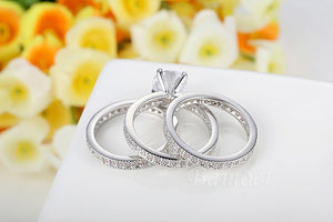 Luxury Brand Fashion Silver Color Ring Set