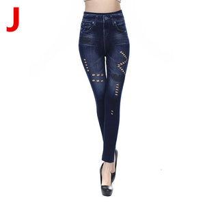 Hollow Out Slim Jeans Leggings