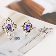 Vintage Purple Crystal Knuckle Midi Rings