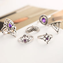 Vintage Purple Crystal Knuckle Midi Rings