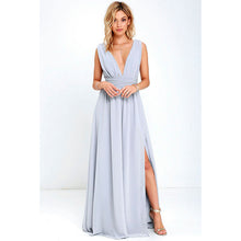 Long Elegant Slim Sleeveless Beach V-Neck Split Cute Style Dress