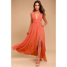 Long Elegant Slim Sleeveless Beach V-Neck Split Cute Style Dress