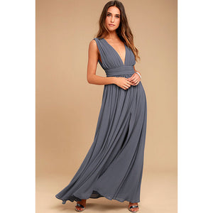 Long Elegant Slim Sleeveless Beach V-Neck Split Cute Style Dress