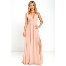 Long Elegant Slim Sleeveless Beach V-Neck Split Cute Style Dress