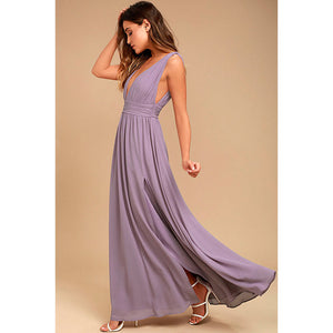 Long Elegant Slim Sleeveless Beach V-Neck Split Cute Style Dress