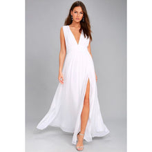 Long Elegant Slim Sleeveless Beach V-Neck Split Cute Style Dress