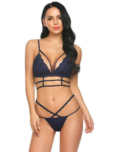 Push up Adjustable Strap Backless String  Bra Brief Set