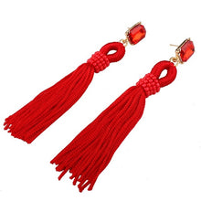 LU FANG 2018 new Fashion Red Drop Earrings Blue Statement Bohemian Big Ethnic Vintage Tassel Long Crystal Earrings Women Jewelry