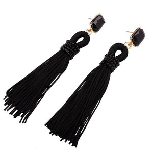 LU FANG 2018 new Fashion Red Drop Earrings Blue Statement Bohemian Big Ethnic Vintage Tassel Long Crystal Earrings Women Jewelry