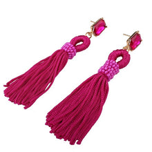 LU FANG 2018 new Fashion Red Drop Earrings Blue Statement Bohemian Big Ethnic Vintage Tassel Long Crystal Earrings Women Jewelry