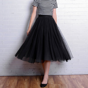 Elastic High Waist Tulle Mesh Skirt