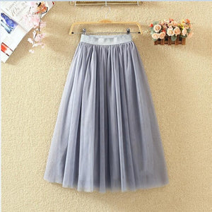 Elastic High Waist Tulle Mesh Skirt