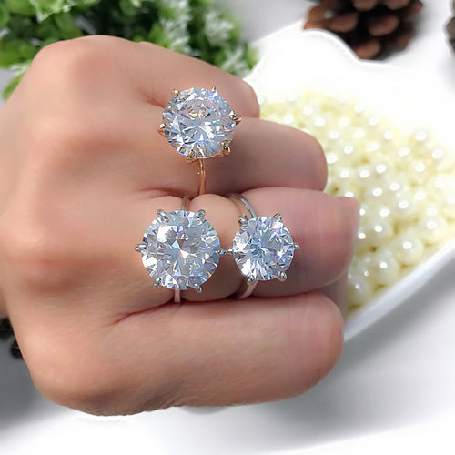 Silver Cubic Zirconia Crystal  Rings