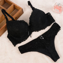 Lace Embroidery Push Up Bra Set