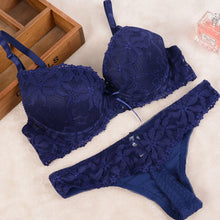 Lace Embroidery Push Up Bra Set