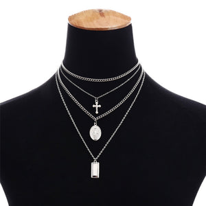 Ingesight Multilayer Crucifix Cross  Pendant Chain