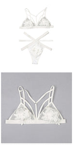 French hollow strap temptation no steel bra set