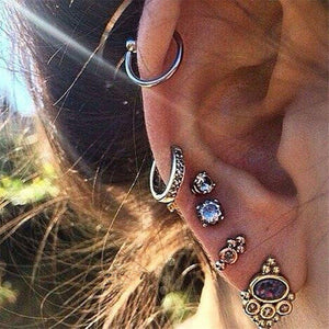 Flower Crystal Retro Charm Star Stud Earing