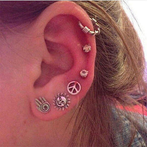 Flower Crystal Retro Charm Star Stud Earing