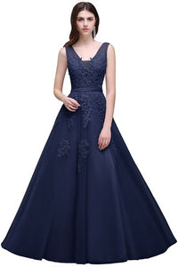 Applique Vestido de Festa  Formal Evening Gown