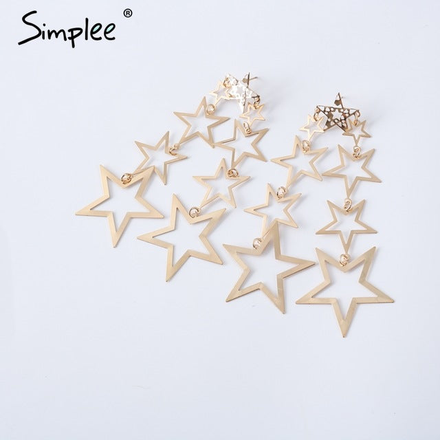 Hollow out gold Chic party star-shaped vintage earrings