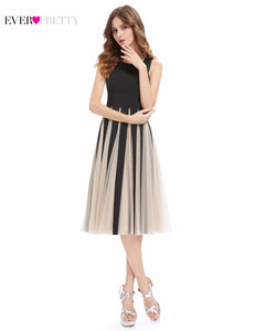 A-Line Round Neck Knee-Length Splice Tulle Cocktail Party Dress