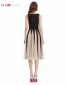 A-Line Round Neck Knee-Length Splice Tulle Cocktail Party Dress