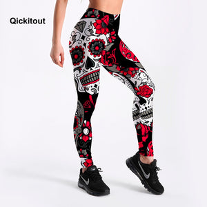 Women's Skull&flower Black Leggings