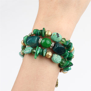 Bohemian Geometric Multilayer Charm Bracelets