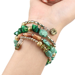 Bohemian Geometric Multilayer Charm Bracelets