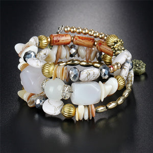 Bohemian Geometric Multilayer Charm Bracelets