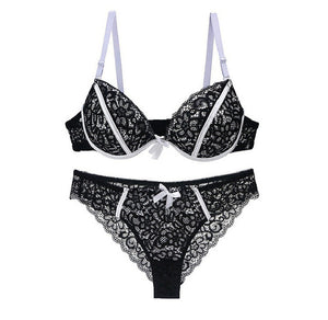 Lace Lady Deep V  Bra And Panty Set