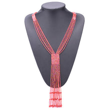 Boho Long Tassel Kolye Red Seed Beads Necklace