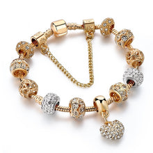 CHICVIE Gold Color Crystal Heart Charm Personalized Bracelet