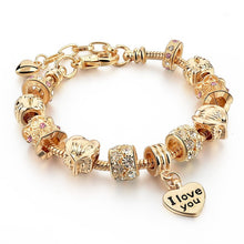 CHICVIE Gold Color Crystal Heart Charm Personalized Bracelet