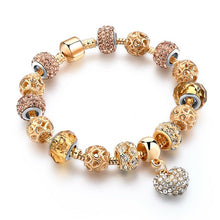 CHICVIE Gold Color Crystal Heart Charm Personalized Bracelet