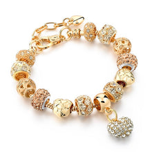 CHICVIE Gold Color Crystal Heart Charm Personalized Bracelet