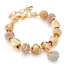 CHICVIE Gold Color Crystal Heart Charm Personalized Bracelet