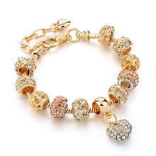 CHICVIE Gold Color Crystal Heart Charm Personalized Bracelet