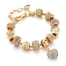 CHICVIE Gold Color Crystal Heart Charm Personalized Bracelet