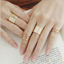 1 Set/3 Pcs Punk Gold Silver Plain Band Rings Set