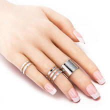 1 Set/3 Pcs Punk Gold Silver Plain Band Rings Set