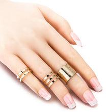 1 Set/3 Pcs Punk Gold Silver Plain Band Rings Set