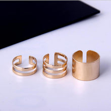 1 Set/3 Pcs Punk Gold Silver Plain Band Rings Set