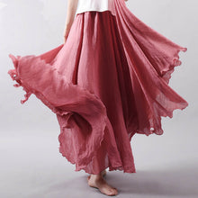 Candy Color Pleated A-Linen Big Circel Faldas Beach Skirt