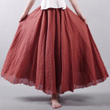 Candy Color Pleated A-Linen Big Circel Faldas Beach Skirt